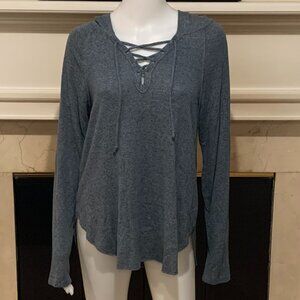 EUC American Eagle Women's Soft & Sexy Plush Hooded Long Sleeve Shirt Size Large